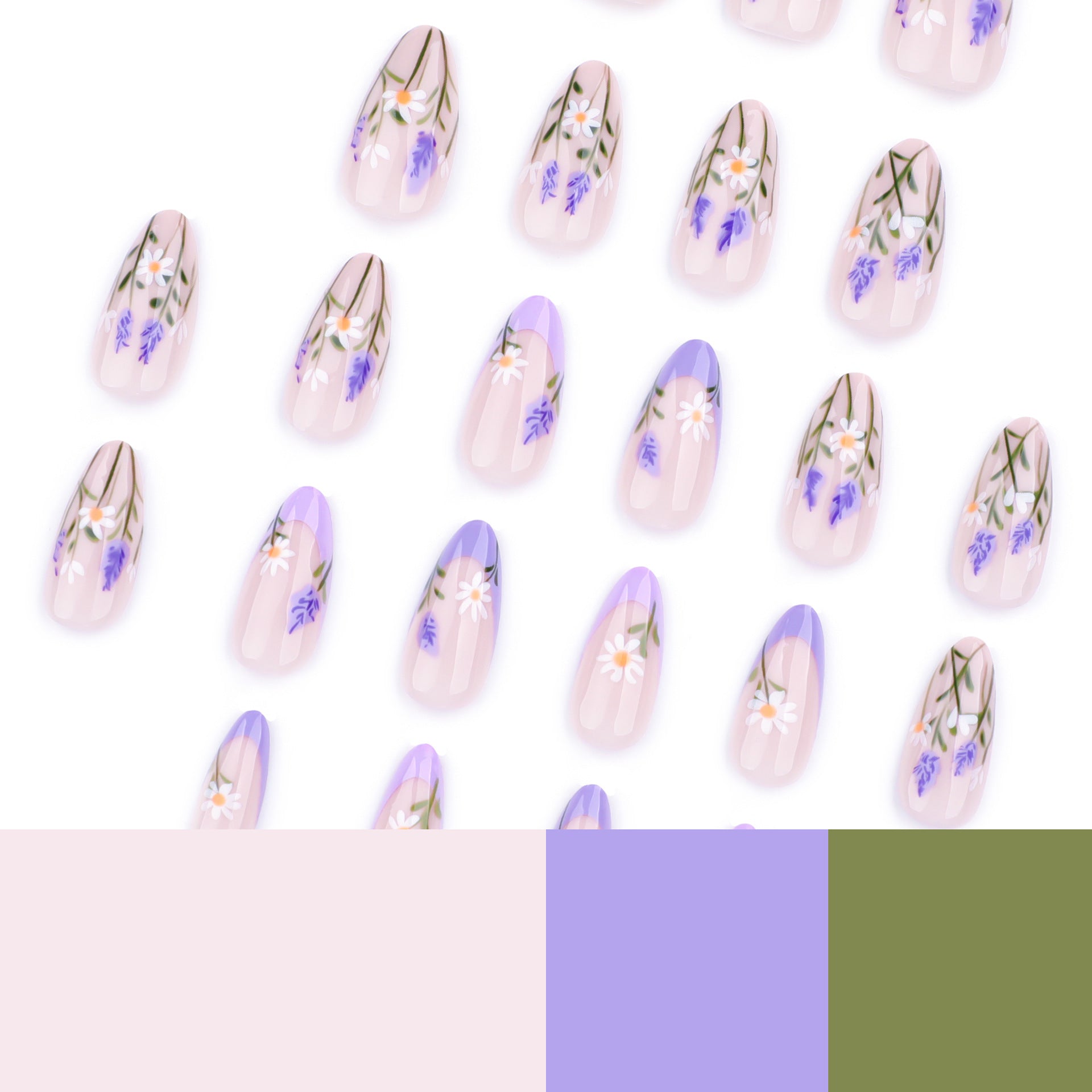 No.F369 Daisy Flower Fingernails Patch 24pcs/Set