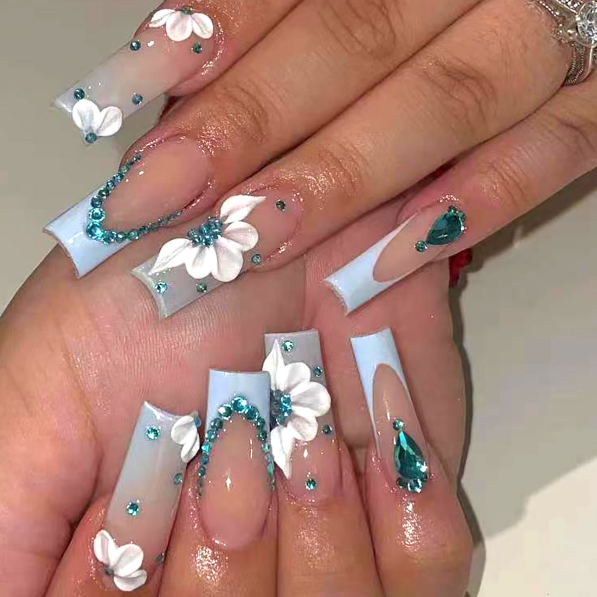 No.F542 Pink Long Fingernails Patch 24pcs/Set