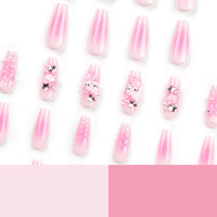 No.F136 Pink Cute Hello Kitty Fingernails Patch 24pcs/Set