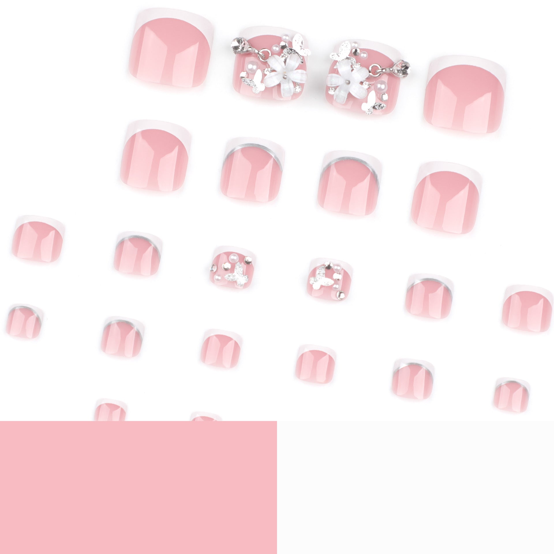 No.626 Flower Pearls Toenails Patch 24pcs/Set