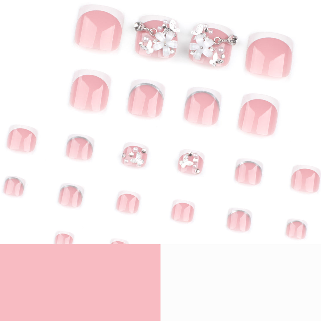 No.626 Flower Pearls Toenails Patch 24pcs/Set