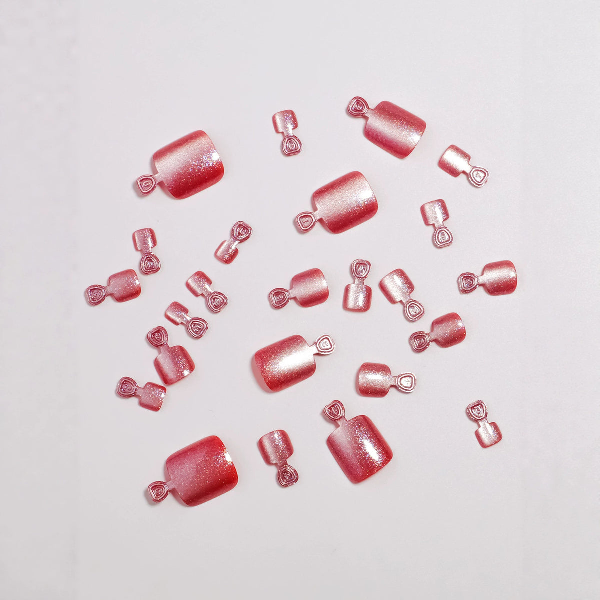 No.780 Red Cat's Eye Toenails Patch 24pcs/Set