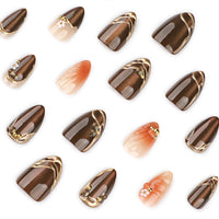 No.F582 Brown Cat's Eye Fingernails Patch 24pcs/Set