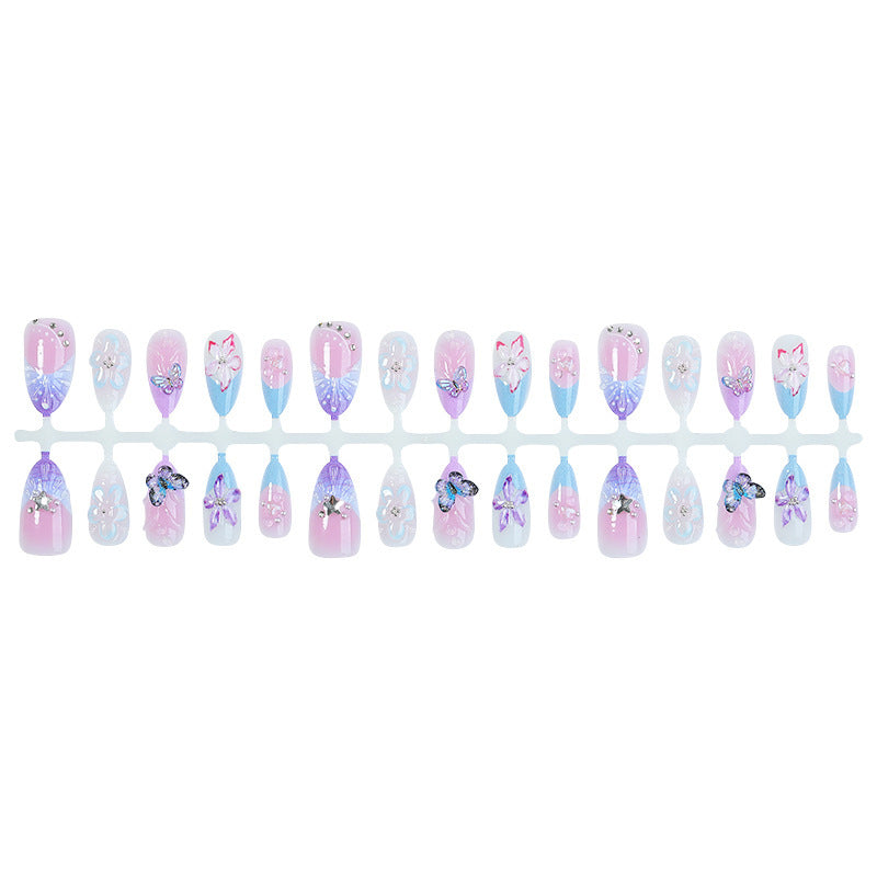No.BH50 Blue Flowers Fingernails Patch 30pcs/Set