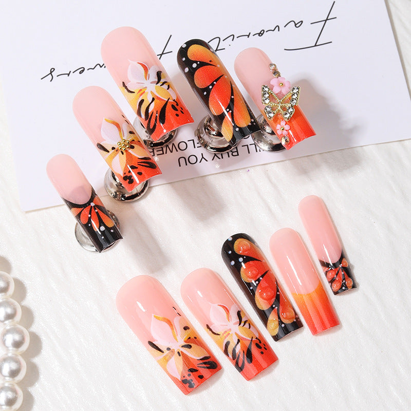 No.F711 Yellow Butterfly Print Fingernails Patch 24pcs/Set