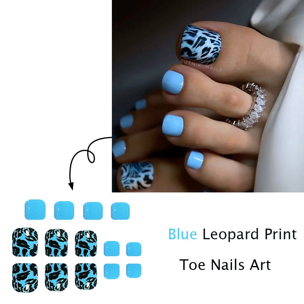 No.719 Blue Leopard Print Toenails Patch 24pcs/Set