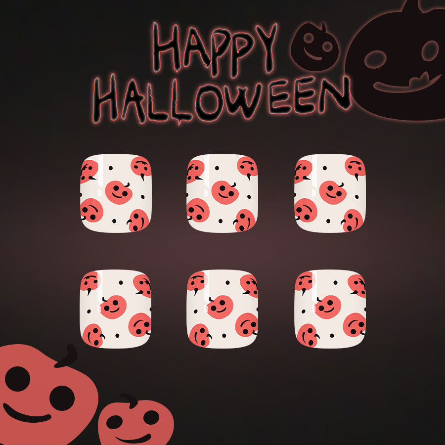 No.AW128 Halloween Cute Orange Toenails Patch 24pcs/Set