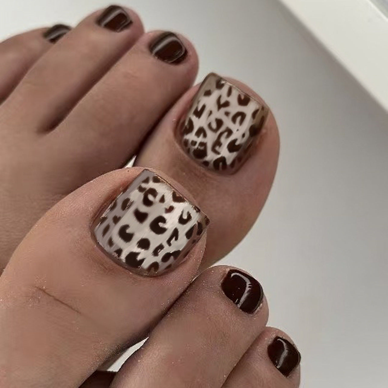 No.690 Leopard Print Cat's Eye Toenails Patch 24pcs/Set