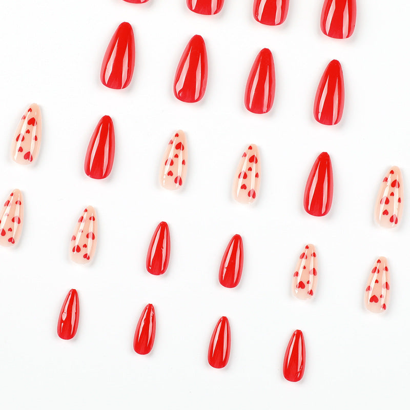 No.VN74 Valentine’s Red Love Press-On Nails Set (24 Pcs)