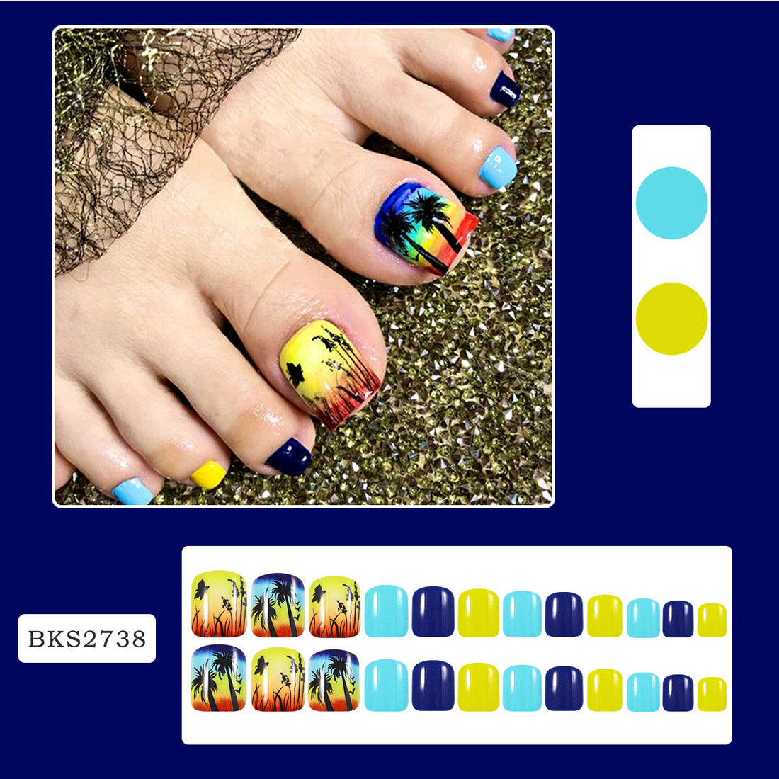 No.314 Coconut Butterfly Beach Toenails Patch 24pcs/Set