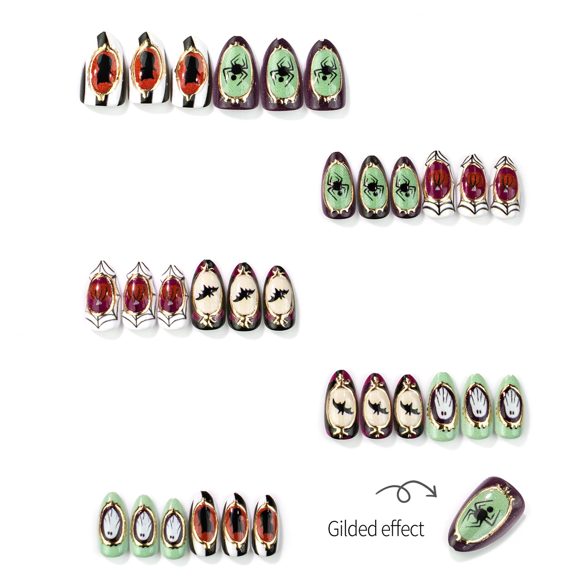 No.AW188 Halloween Painted Fingernails Patch 24pcs/Set