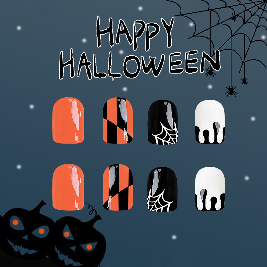 No.AW59 Halloween Orange Fingernails Patch 24pcs/Set