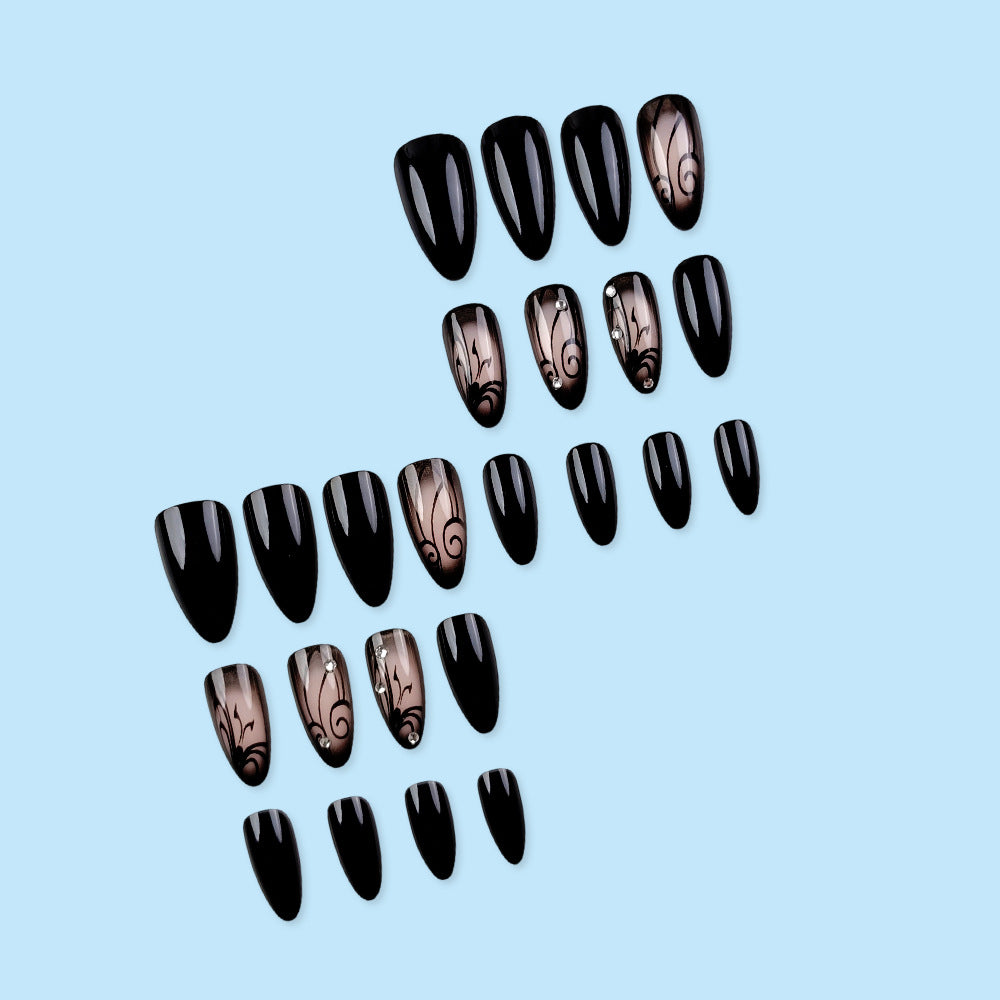 No.F724 Black Fingernails Patch 24pcs/Set