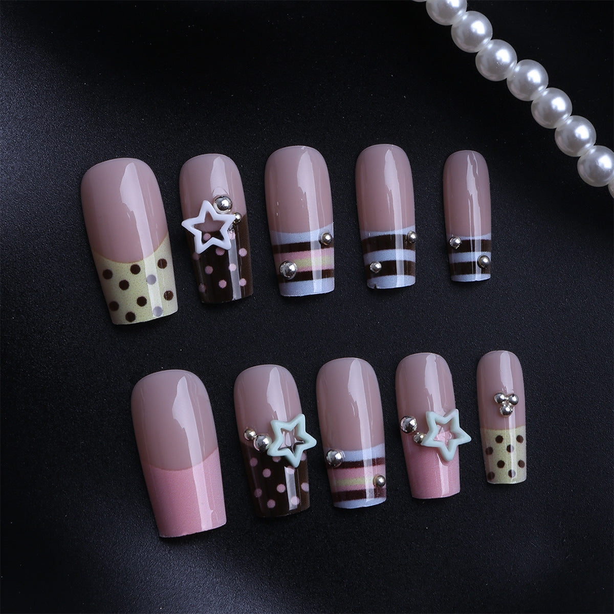 No.F644 Stripes Fingernails Patch 24pcs/Set