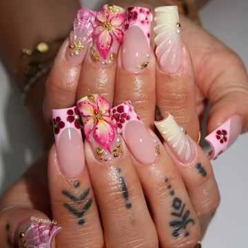 No.F492 Sweet Flower Fingernails Patch 24pcs/Set