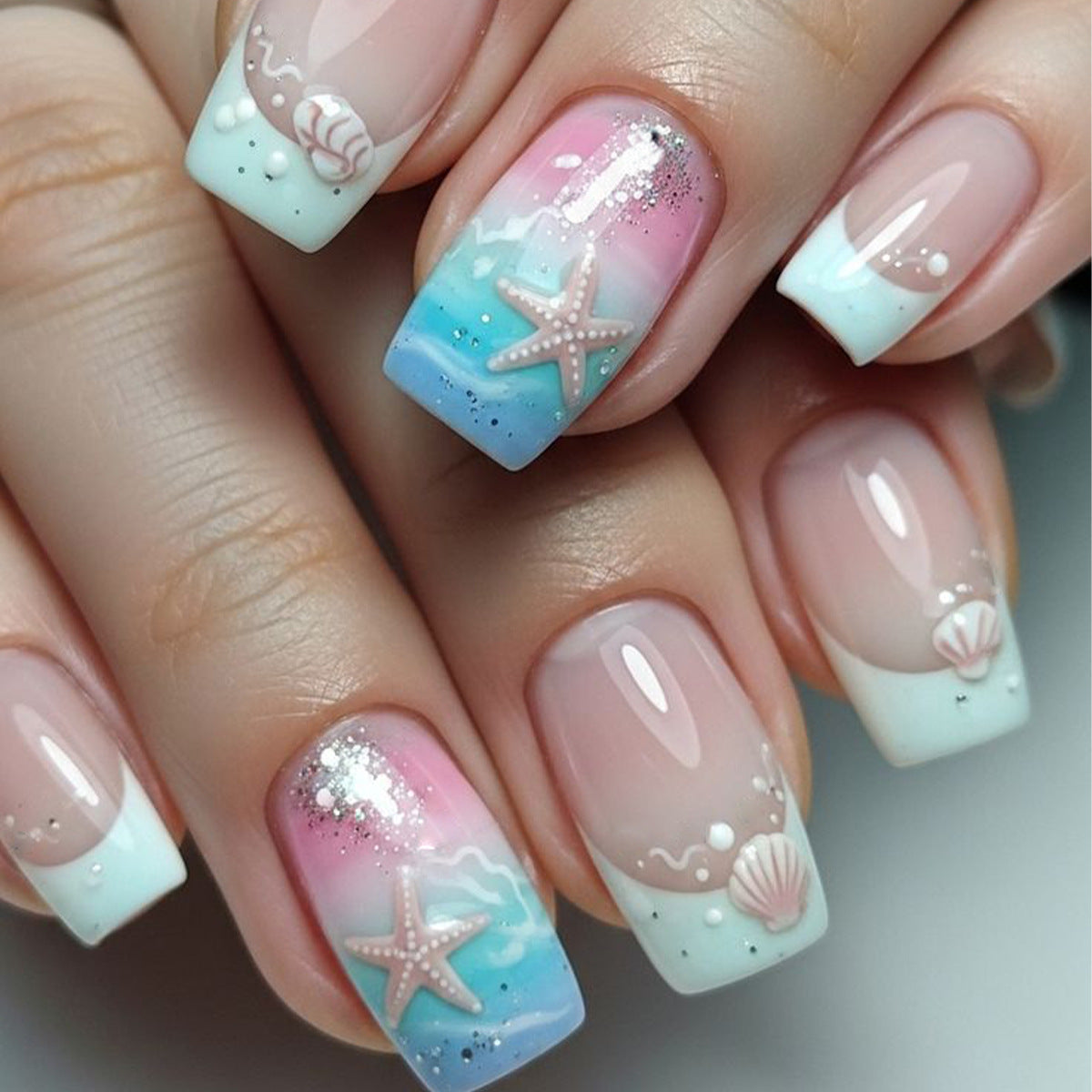 No.BH57 Beach Fingernails Patch 24pcs/Set