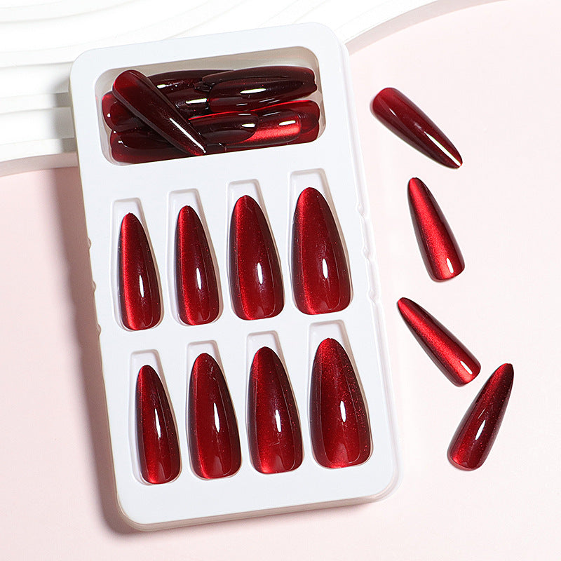 No.F796 Red Cat's Eye Fingernails Patch 24pcs/Set