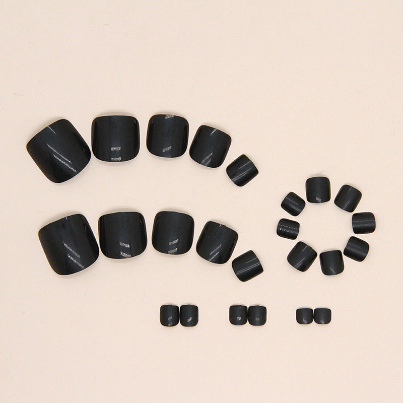 No.139 Black Glossy Press On Toenails 24pcs/Set