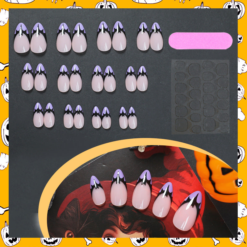 No.AW12 Halloween Light blue Bat Fingernails Patch 24pcs/Set