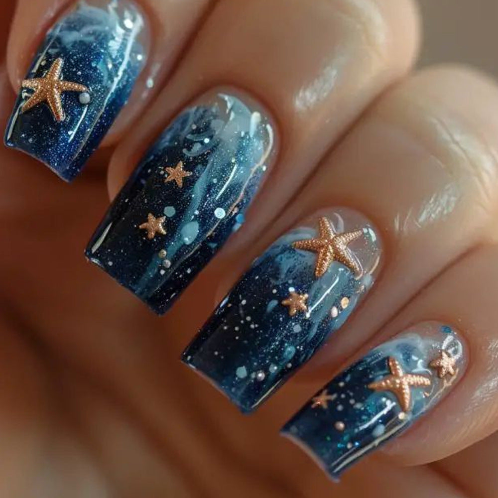 No.BH6 Ocean Blue Fingernails Patch 24pcs/Set
