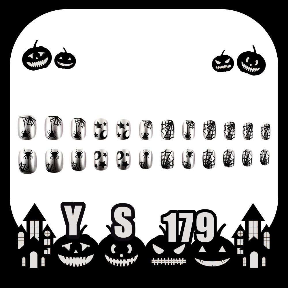 No.AW147 Halloween Spider Web Fingernails Patch 24pcs/Set