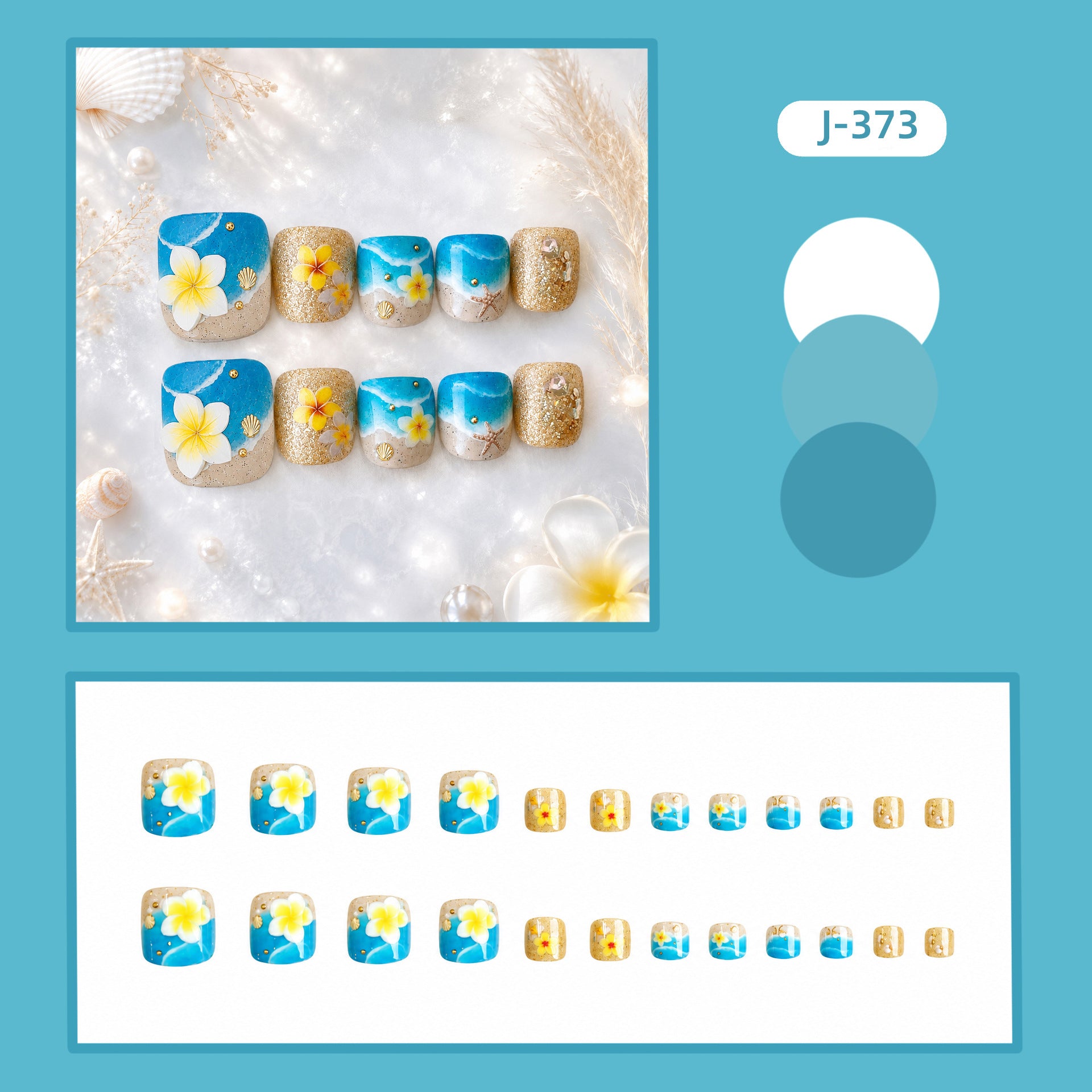 No.818 Blue Toenails Patch 24pcs/Set