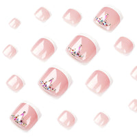 No.209 White Edge Rhinestone Toenails Patch 24pcs/Set