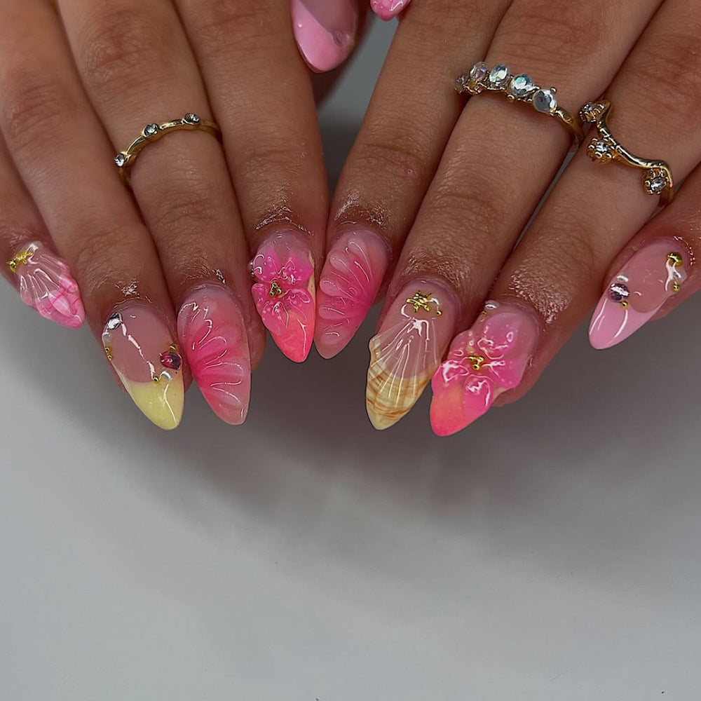 No.F790 Flower Fingernails Patch 24pcs/Set