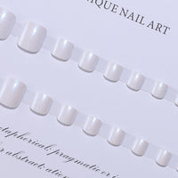 No.163 White Pure Color Press On Toenails Patches 24pcs/Set