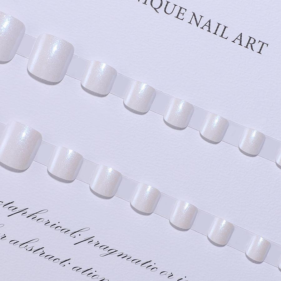 No.163 White Pure Color Press On Toenails Patches 24pcs/Set