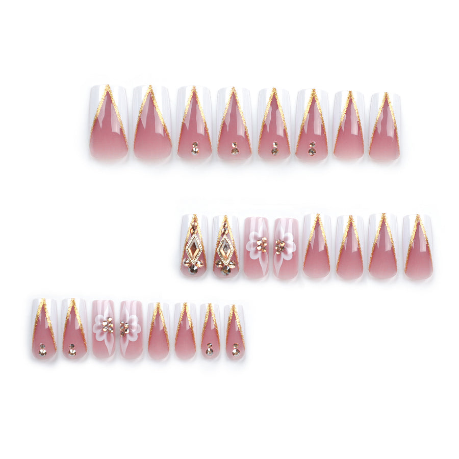 No.F133 V Flash Diamond Fingernails Patch 24pcs/Set