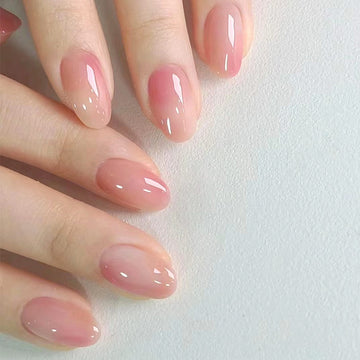 No.F127 Oval Nude Pink Fingernails Patch 24pcs/Set