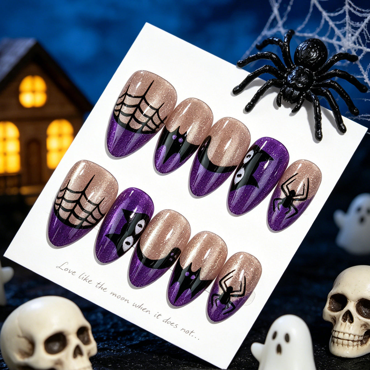 No.AW208 Purple Cat's Eye Halloween Fingernails Patch 24pcs/Set