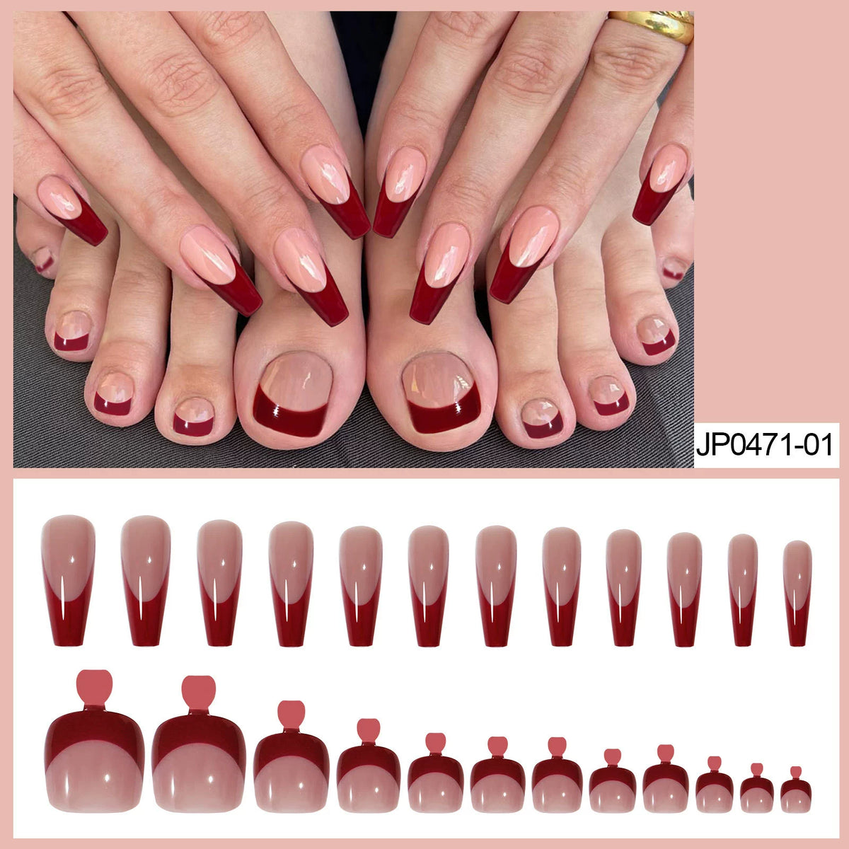 No.PSN45 Red Hand & Toe Pair Set-48pcs