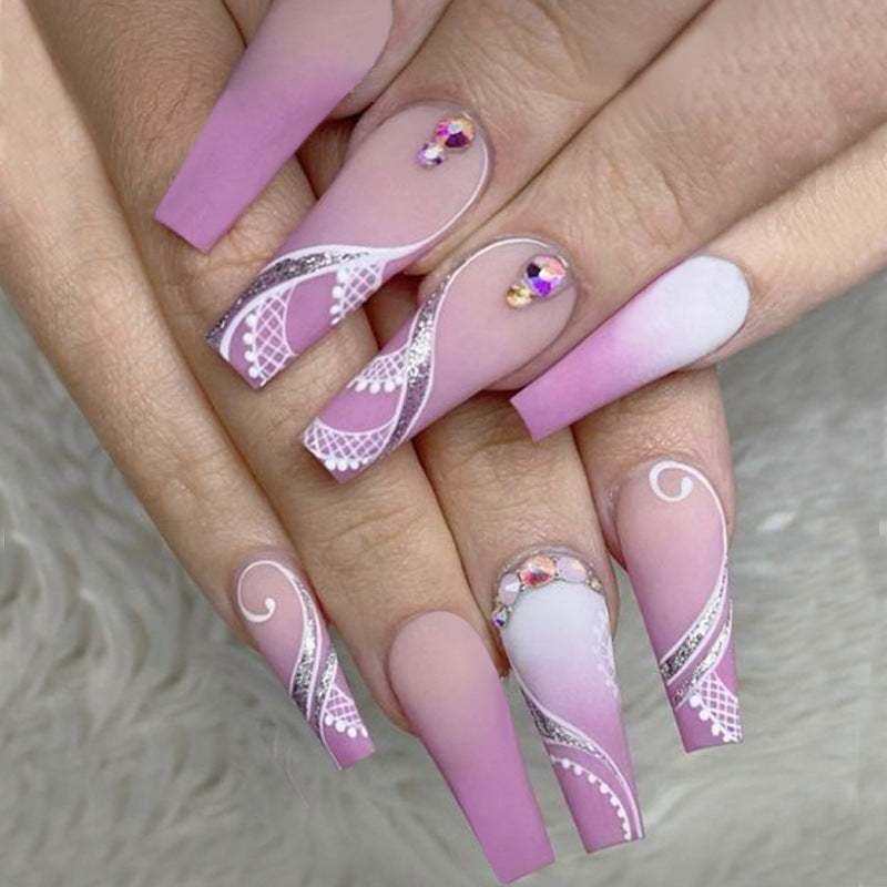 No.F547 Purple Fingernails Patch 24pcs/Set