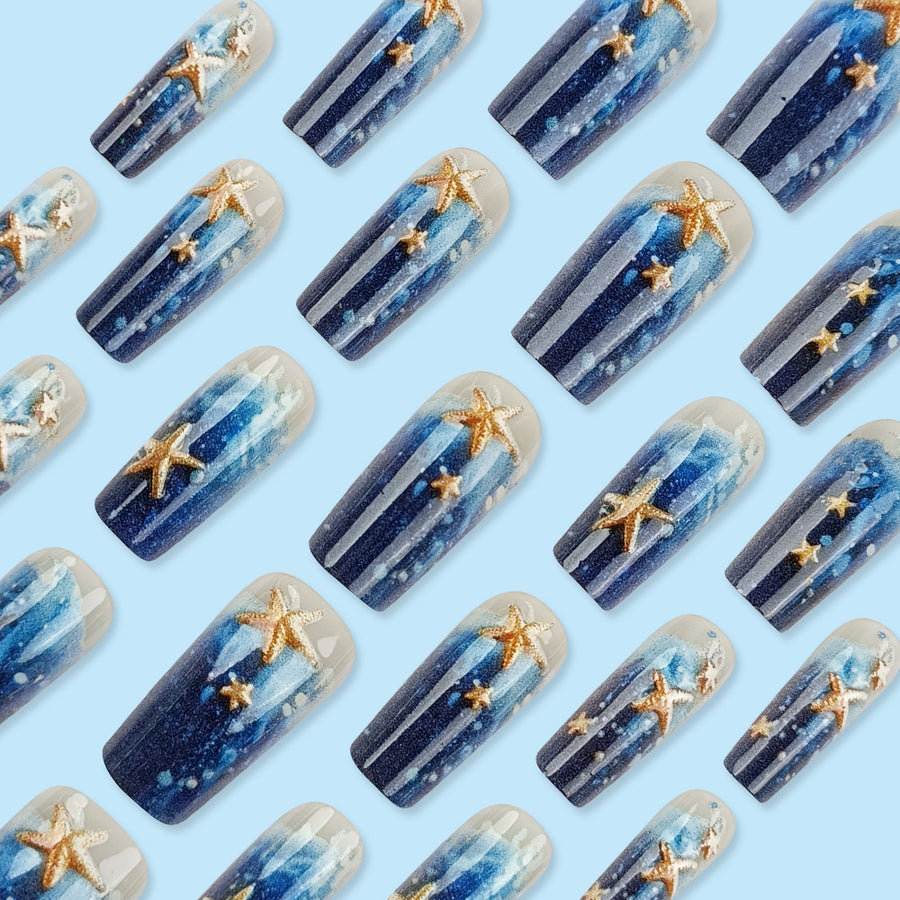 No.BH6 Ocean Blue Fingernails Patch 24pcs/Set