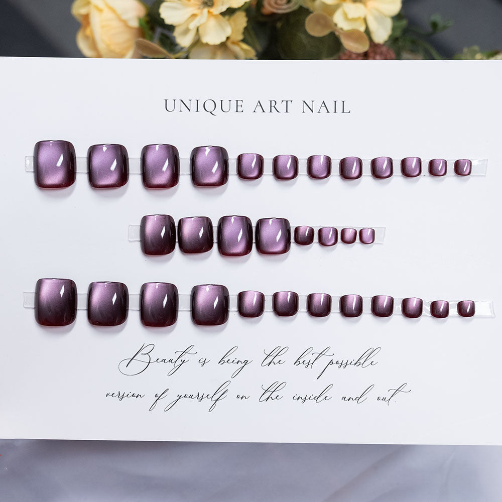 No.694 Purple Cat's Eye Toenails Patch 32pcs/Set