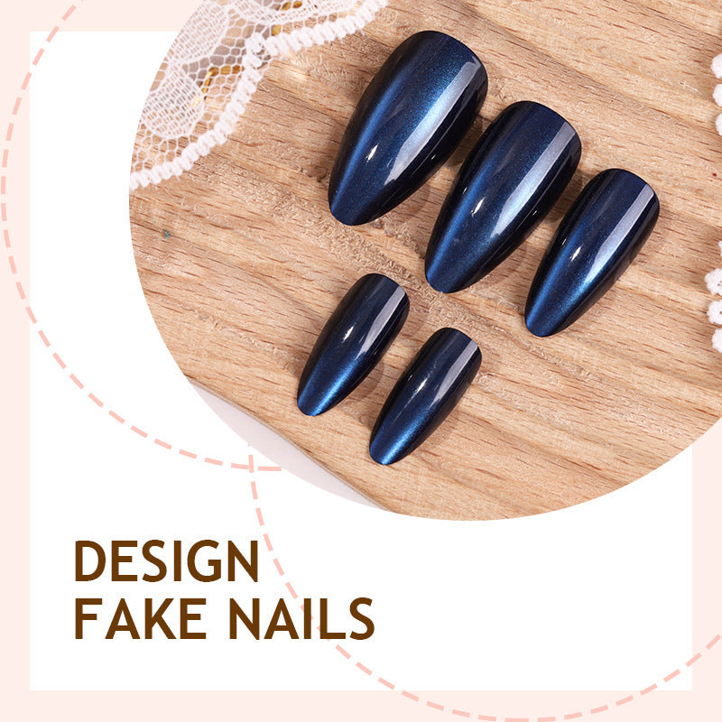 No.F601 Blue Cat's Eye Fingernails Patch 24pcs/Set