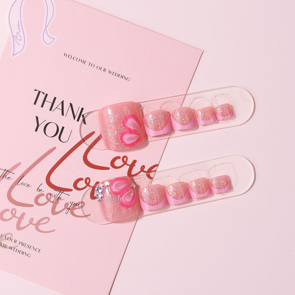 No.802 Pink Flower Toenails Patch 24pcs/Set