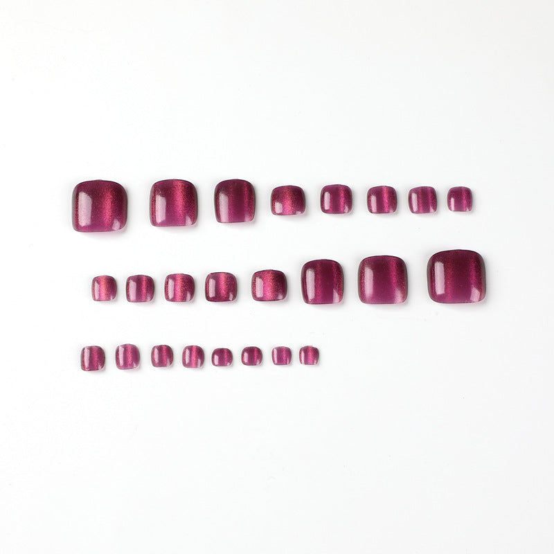 Cat Eye Purple Toe Nail Patch 24pcs/Set