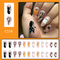 No.AW62 Halloween Pumpkin Fingernails Patch 24pcs/Set