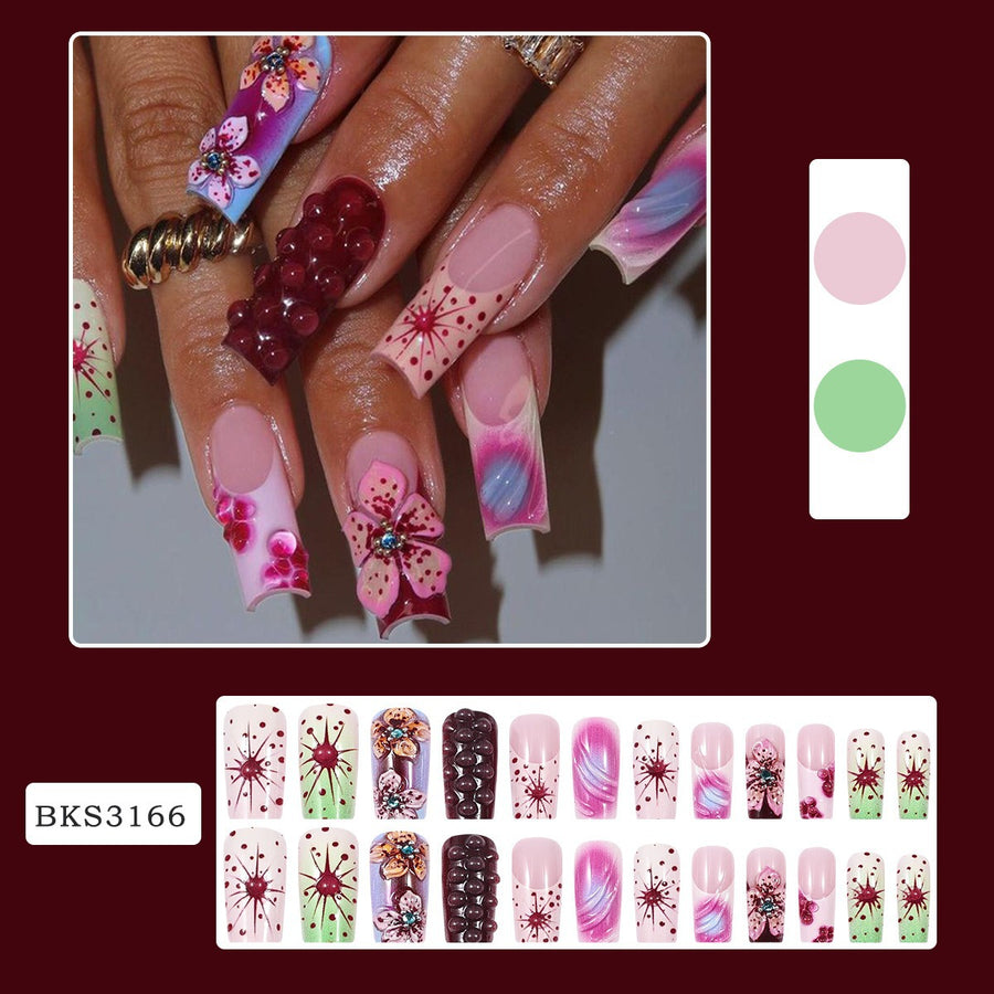 No.F498 Ripple Flowers Fingernails Patch 24pcs/Set