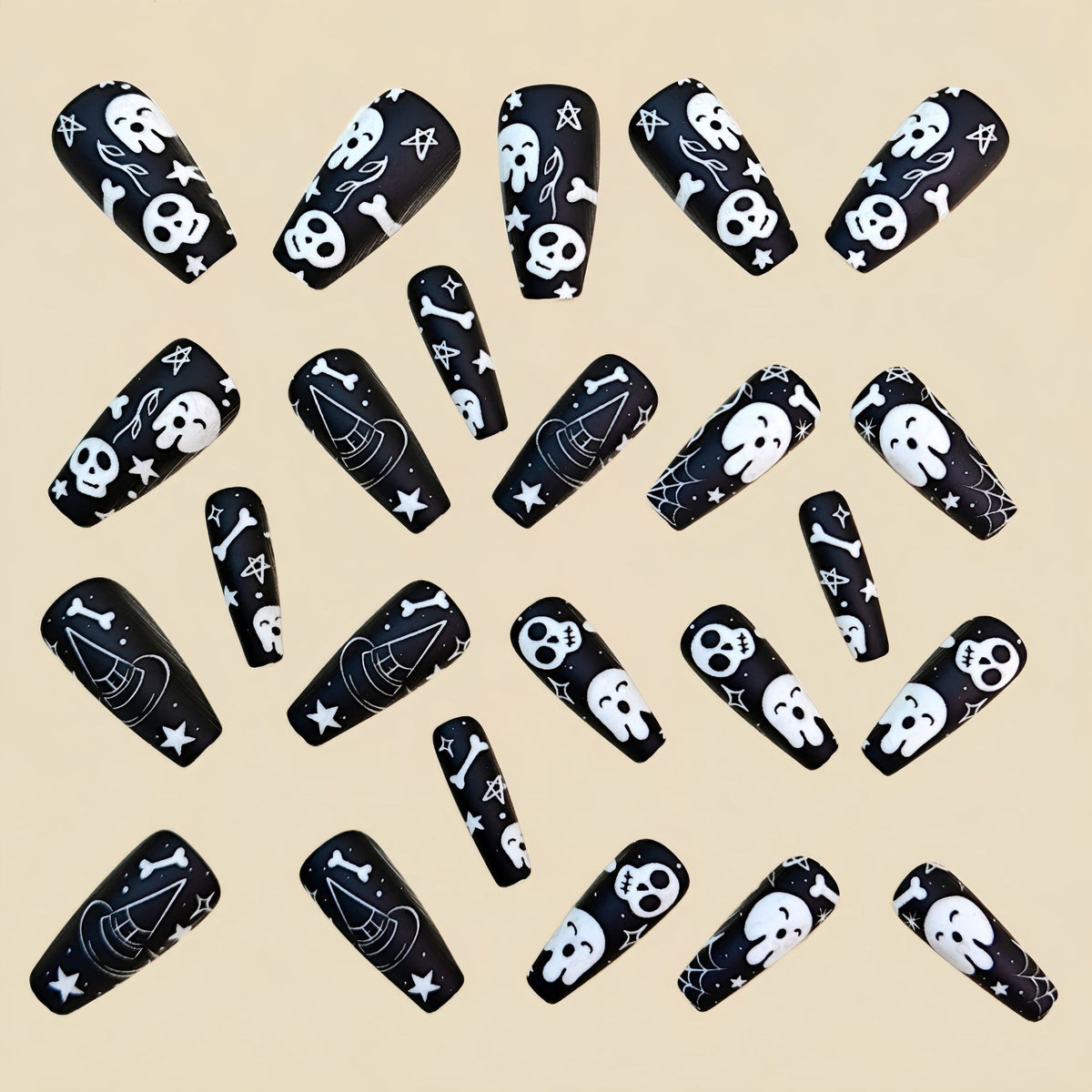 No.AW136 Halloween Ghost Skeleton Fingernails Patch 24pcs/Set