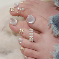 No.125 Cute Glitter Diamonds Cat-eye Toenails 24pcs/Set