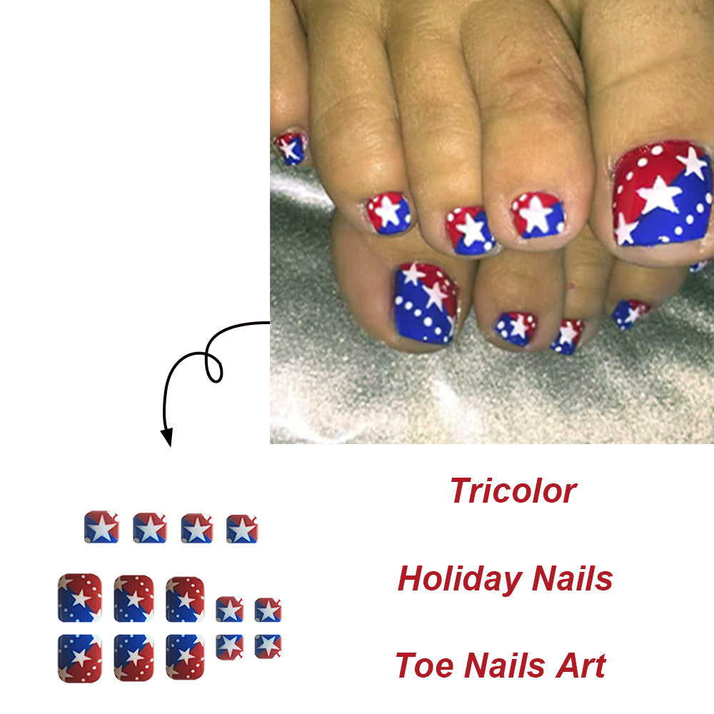 No.JNU19 4th of July Stars&Dots Toenails Patch – 24pcs