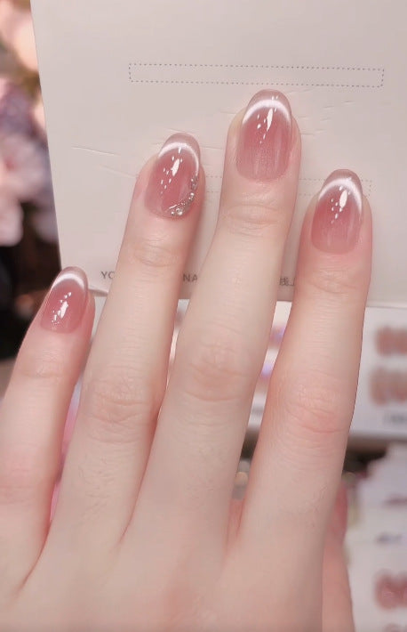 No.FP43 Pink Cat's Eye Hand Made Fingernails 10pcs