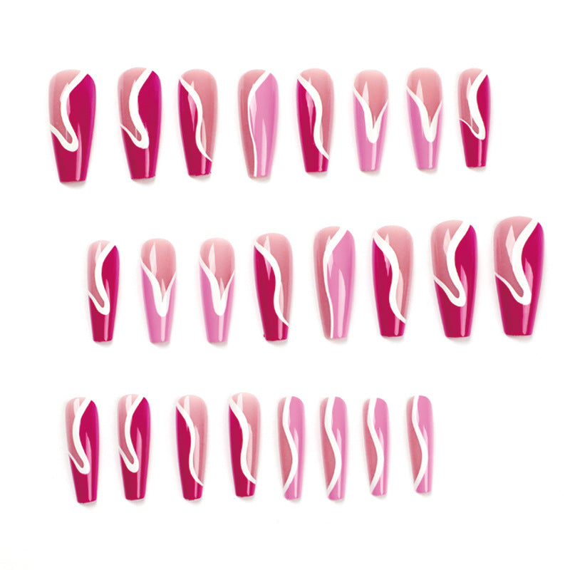 No.F172 Rose Red Long Fingernails Patch 24pcs/Set