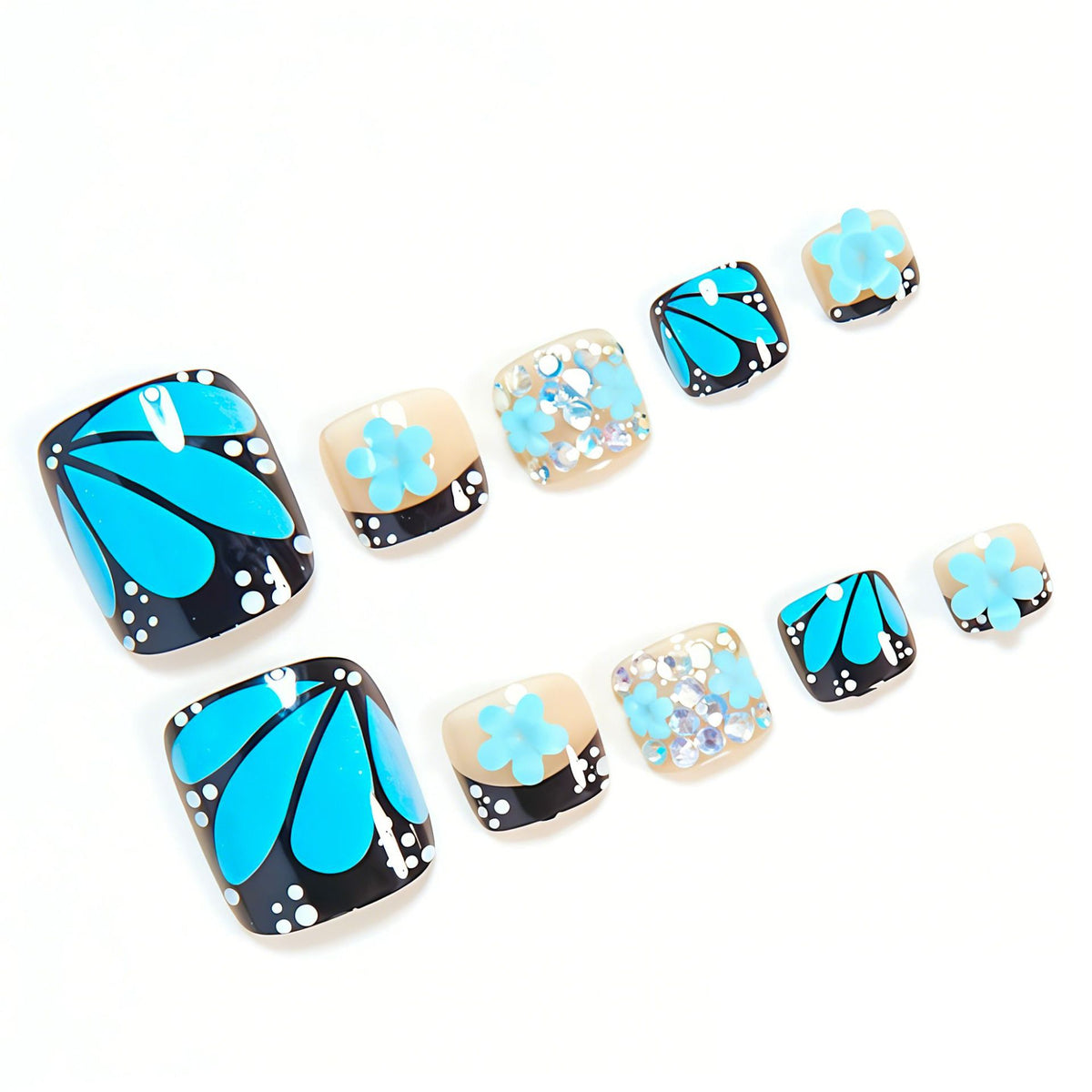 No.739 Blue Butterfly Toenails Patch 24pcs/Set