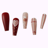 No.CM85 Christmas Red Stripes Fingernails Patch 24pcs/Set