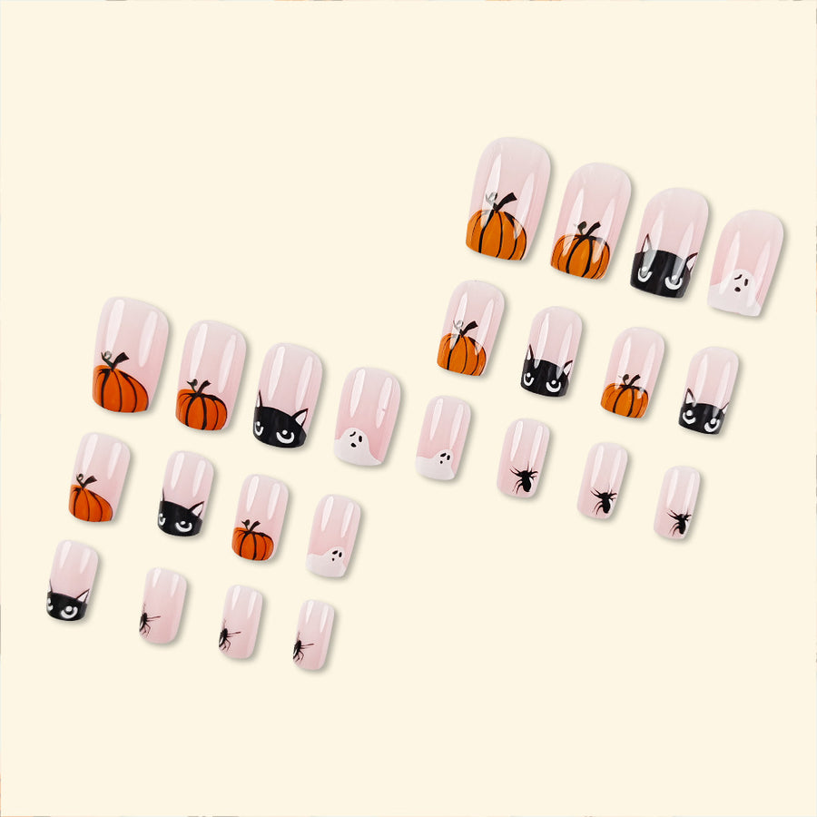 No.AW49 Halloween Ghost Pumpkin Fingernails Patch 24pcs/Set